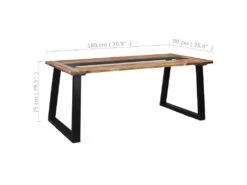 Table De Salle à Manger 180x90x75 Cm Bois D'acacia Et Verre -Mobilier De Restaurant table a manger 22070919