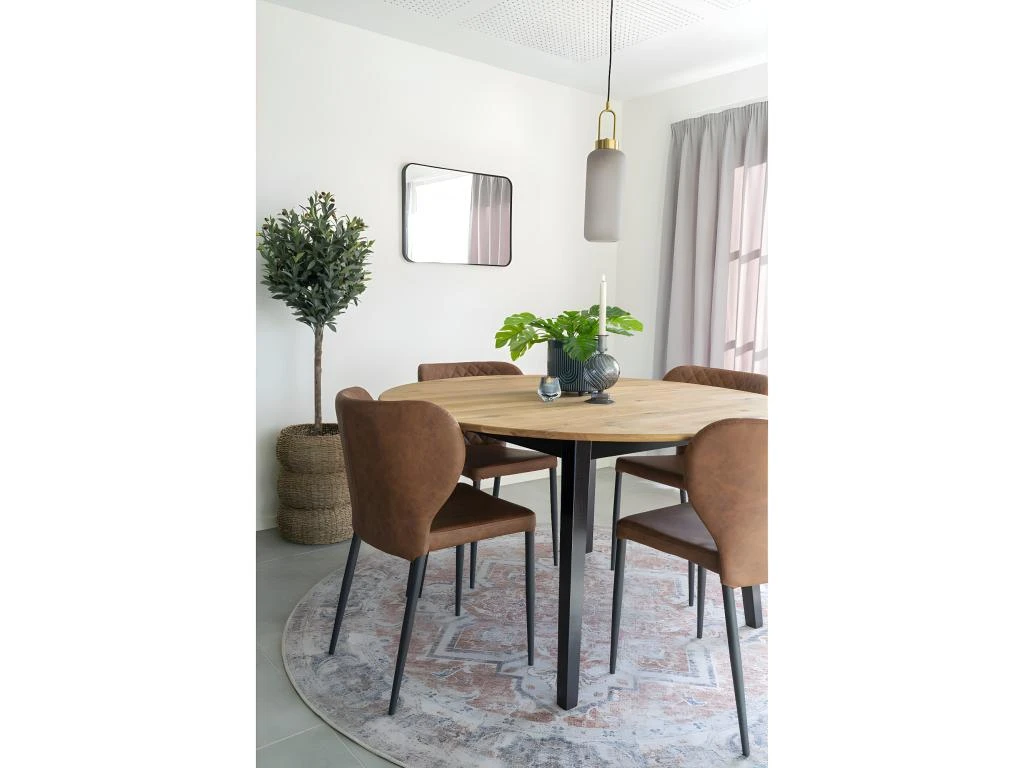 Marseille - Table à Manger Ronde En Bois Ø140cm - Couleur - Bois Clair / Noir 3 Marseille - Table à Manger Ronde En Bois Ø140cm - Couleur - Bois Clair / Noir – Image 3