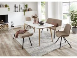 Bozen Table De Salle à Manger 90x180 Cm Blanc,miel. -Mobilier De Restaurant table a manger 22115157