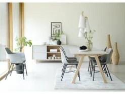 Bone Table De Salle à Manger 90x1810 Cm Extensible Avec 2 Plateaux Supplémentaires, Gris HPL. -Mobilier De Restaurant table a manger 22115175