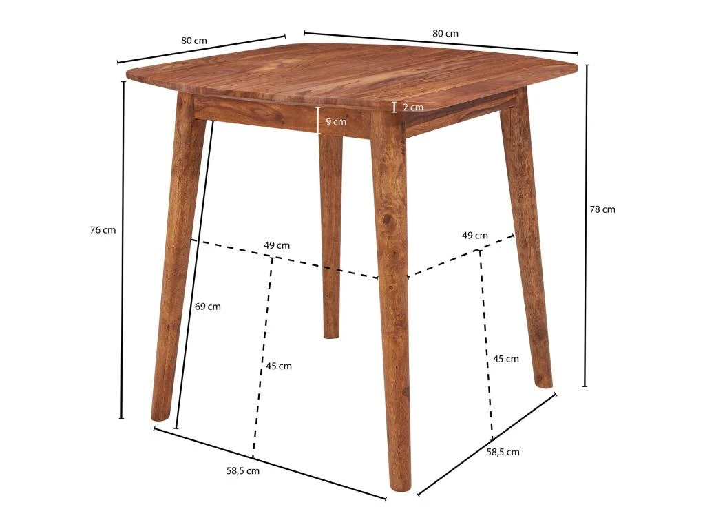 Table De Salle à Manger Bois Massif Table De Cuisine Sheesham Petit 4 Table De Salle à Manger Bois Massif Table De Cuisine Sheesham Petit – Image 4