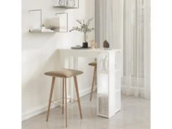 Table De Bar Avec étagère Blanc 102x50x103,5 Cm Aggloméré -Mobilier De Restaurant table a manger 22411455