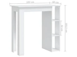 Table De Bar Avec étagère Blanc 102x50x103,5 Cm Aggloméré -Mobilier De Restaurant table a manger 22411457