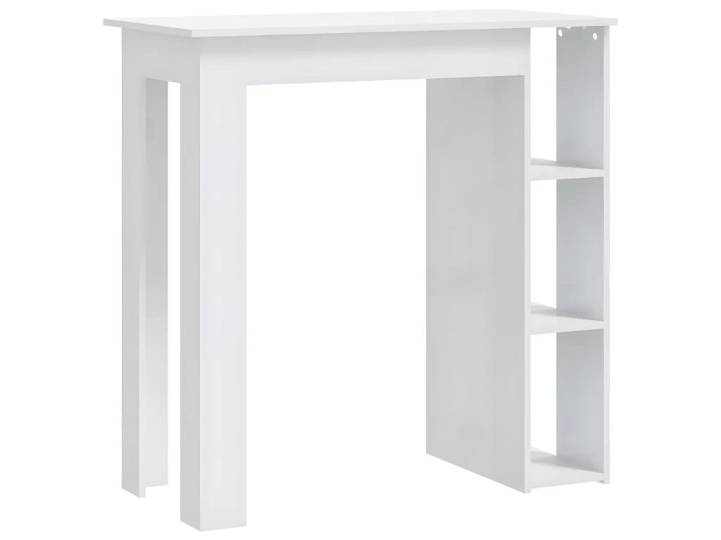 Table De Bar Et étagère Blanc Brillant 102x50x103,5cm Aggloméré 2 Table De Bar Et étagère Blanc Brillant 102x50x103,5cm Aggloméré – Image 2