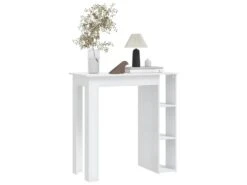 Table De Bar Et étagère Blanc Brillant 102x50x103,5cm Aggloméré 12 Table De Bar Et étagère Blanc Brillant 102x50x103,5cm Aggloméré -Mobilier De Restaurant table a manger 22566557