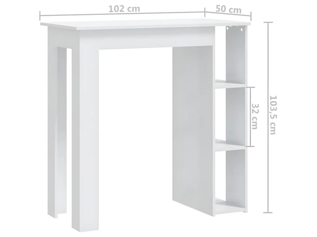 Table De Bar Et étagère Blanc Brillant 102x50x103,5cm Aggloméré 7 Table De Bar Et étagère Blanc Brillant 102x50x103,5cm Aggloméré – Image 7