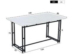 Table à Manger - Plateau Effet Marbre - Pieds Noirs En Métal- 140x80cm -Mobilier De Restaurant table a manger 22703861