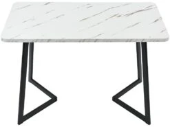 Table à Manger - Plateau Effet Marbre - Pieds Noirs En Métal- 117x68cm 8 Table à Manger - Plateau Effet Marbre - Pieds Noirs En Métal- 117x68cm -Mobilier De Restaurant table a manger 22703869