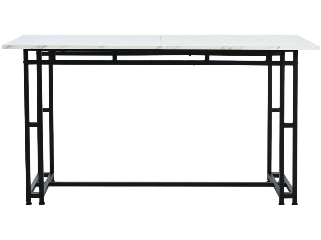 Table à Manger - Plateau Effet Marbre - Pieds Noirs En Métal- 120x70cm 2 Table à Manger - Plateau Effet Marbre - Pieds Noirs En Métal- 120x70cm – Image 2
