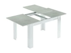 Table à Rallonge Dalice, Console Extensible Pour Salle à Manger, Table De Cuisine Ouvrante Avec Rallonge, 140/190x90h78 Cm, Ciment Et Blanc