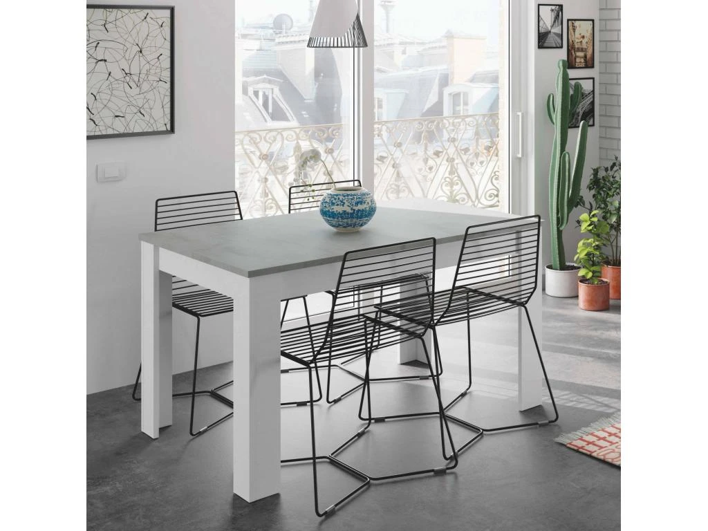 Table à Rallonge Dalice, Console Extensible Pour Salle à Manger, Table De Cuisine Ouvrante Avec Rallonge, 140/190x90h78 Cm, Ciment Et Blanc 2 Table à Rallonge Dalice, Console Extensible Pour Salle à Manger, Table De Cuisine Ouvrante Avec Rallonge, 140/190x90h78 Cm, Ciment Et Blanc – Image 2
