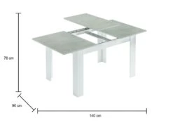 Table à Rallonge Dalice, Console Extensible Pour Salle à Manger, Table De Cuisine Ouvrante Avec Rallonge, 140/190x90h78 Cm, Ciment Et Blanc 7 Table à Rallonge Dalice, Console Extensible Pour Salle à Manger, Table De Cuisine Ouvrante Avec Rallonge, 140/190x90h78 Cm, Ciment Et Blanc -Mobilier De Restaurant table a manger 22751985