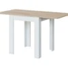 Table Extensible Dkuavit, Table à Manger Pliante Avec Ouverture De Livre, Table Auxiliaire Pliable, 67x67/135h79 Cm, Blanc Et Chêne