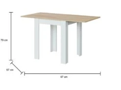 Table Extensible Dkuavit, Table à Manger Pliante Avec Ouverture De Livre, Table Auxiliaire Pliable, 67x67/135h79 Cm, Blanc Et Chêne -Mobilier De Restaurant table a manger 22751995