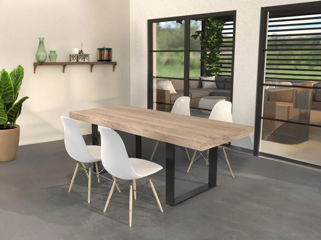 Table à Manger 8 Couverts - Naturel Et Noir - NADIEGE 1 Table à Manger 8 Couverts - Naturel Et Noir - NADIEGE