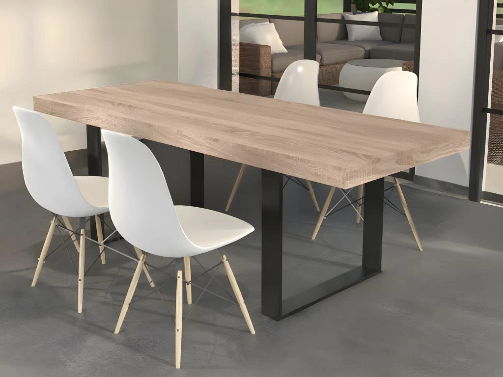 Table à Manger 8 Couverts - Naturel Et Noir - NADIEGE 2 Table à Manger 8 Couverts - Naturel Et Noir - NADIEGE – Image 2