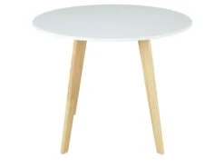 Table Ronde COLETTE - 4 Couverts - Hévéa Massif Et MDF - Blanc -Mobilier De Restaurant table a manger 267525