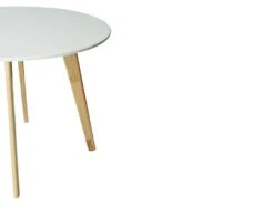 Table Ronde COLETTE - 4 Couverts - Hévéa Massif Et MDF - Blanc -Mobilier De Restaurant table a manger 267529