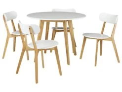 Table Ronde COLETTE - 4 Couverts - Hévéa Massif Et MDF - Blanc -Mobilier De Restaurant table a manger 267533