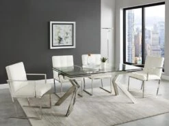 Table à Manger Extensible VELIKA - Verre Trempé & Métal - 6 à 8 Couverts -Mobilier De Restaurant table a manger 302719