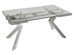 Table à Manger Extensible VELIKA - Verre Trempé & Métal - 6 à 8 Couverts -Mobilier De Restaurant table a manger 315907