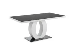 Table à Manger TWIST - 6 Couverts - MDF Laqué & Verre Trempé - Noir & Blanc -Mobilier De Restaurant table a manger 329473