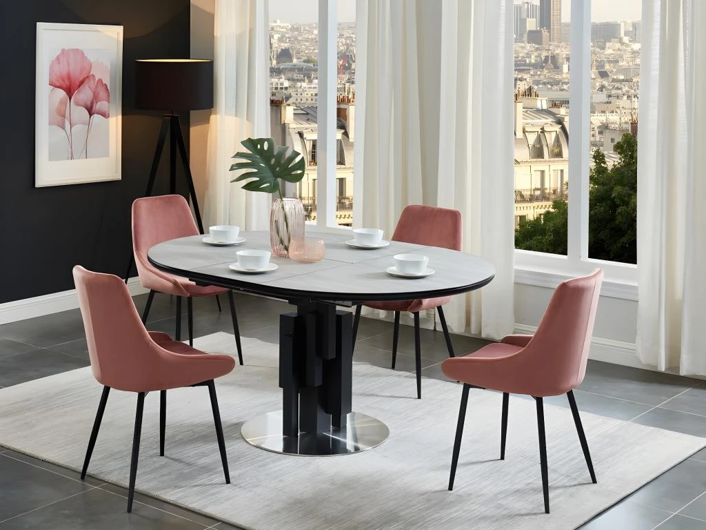 Table à Manger Extensible KALEA - 4 à 6 Couverts - MDF Et Métal - Gris 4 Table à Manger Extensible KALEA - 4 à 6 Couverts - MDF Et Métal - Gris – Image 4