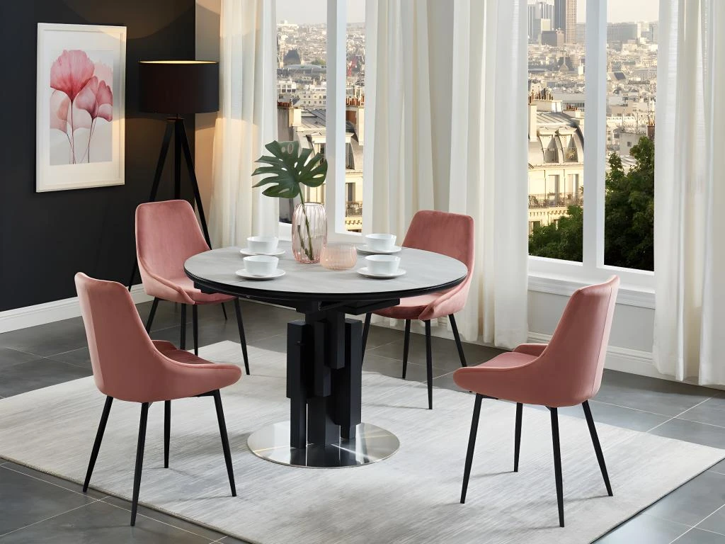 Table à Manger Extensible KALEA - 4 à 6 Couverts - MDF Et Métal - Gris 3 Table à Manger Extensible KALEA - 4 à 6 Couverts - MDF Et Métal - Gris – Image 3