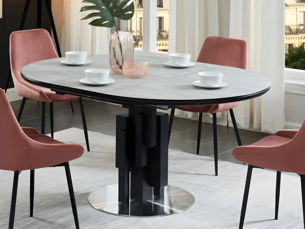 Table à Manger Extensible KALEA - 4 à 6 Couverts - MDF Et Métal - Gris 2 Table à Manger Extensible KALEA - 4 à 6 Couverts - MDF Et Métal - Gris – Image 2