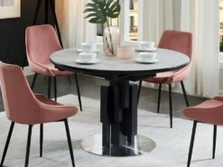 Table à Manger Extensible KALEA - 4 à 6 Couverts - MDF Et Métal - Gris