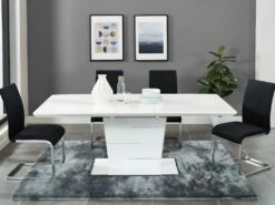 Table à Manger Extensible AMELLE - 6 à 8 Couverts - MDF Laqué Blanc -Mobilier De Restaurant table a manger 384981