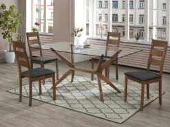 Table à Manger BELINDA - 6 Couverts - Verre Trempé Et Hêtre -Mobilier De Restaurant table a manger 392665