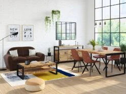 Table à Manger HARLEM - 6 Couverts - Bois De Manguier & Métal -Mobilier De Restaurant table a manger 401147