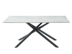 Table à Manger SORRENTE - Céramique & Verre Trempé - 6 Couverts - Effet Marbre Blanc -Mobilier De Restaurant table a manger 414945