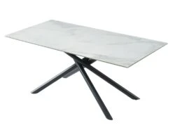 Table à Manger SORRENTE - Céramique & Verre Trempé - 6 Couverts - Effet Marbre Blanc -Mobilier De Restaurant table a manger 414953