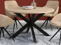 Table à Manger TILKI - 4 Couverts - MDF & Métal - Chêne Et Noir -Mobilier De Restaurant table a manger 439191