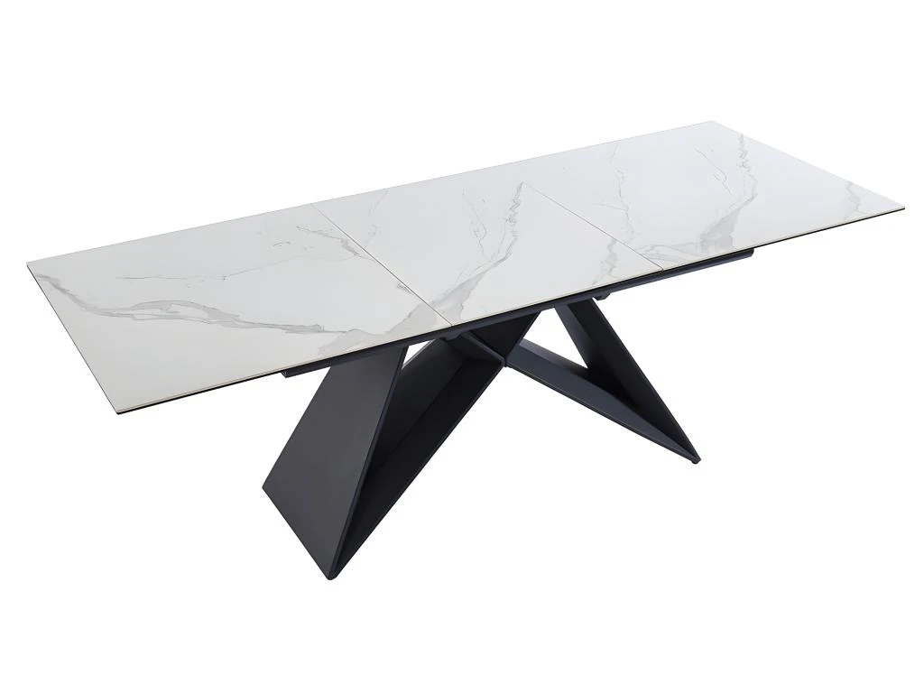 Table à Manger Extensible LIBSY - 6 à 8 Couverts - Céramique Et Métal - Blanc 6 Table à Manger Extensible LIBSY - 6 à 8 Couverts - Céramique Et Métal - Blanc – Image 6