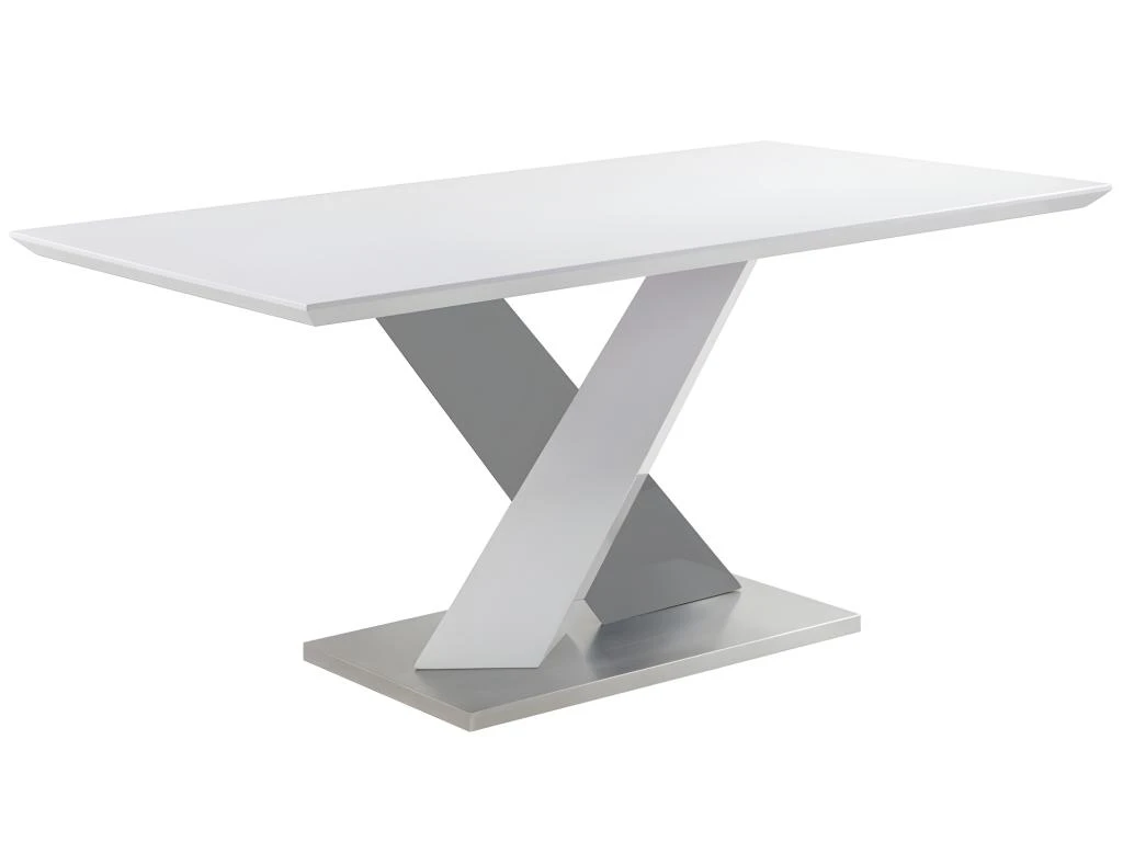 Table à Manger SALVA - 6 Couverts - MDF Laqué - Blanc Et Anthracite 4 Table à Manger SALVA - 6 Couverts - MDF Laqué - Blanc Et Anthracite – Image 4