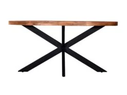 Table à Manger - 6 Couverts - Bois De Manguier Et Métal Noir - KUMAR -Mobilier De Restaurant table a manger 494051