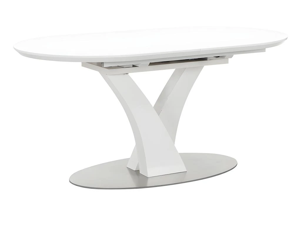 Table à Manger Extensible - 6 à 8 Couverts - MDF Et Métal Inoxydable - Blanc Laqué - TALARA 7 Table à Manger Extensible - 6 à 8 Couverts - MDF Et Métal Inoxydable - Blanc Laqué - TALARA – Image 7