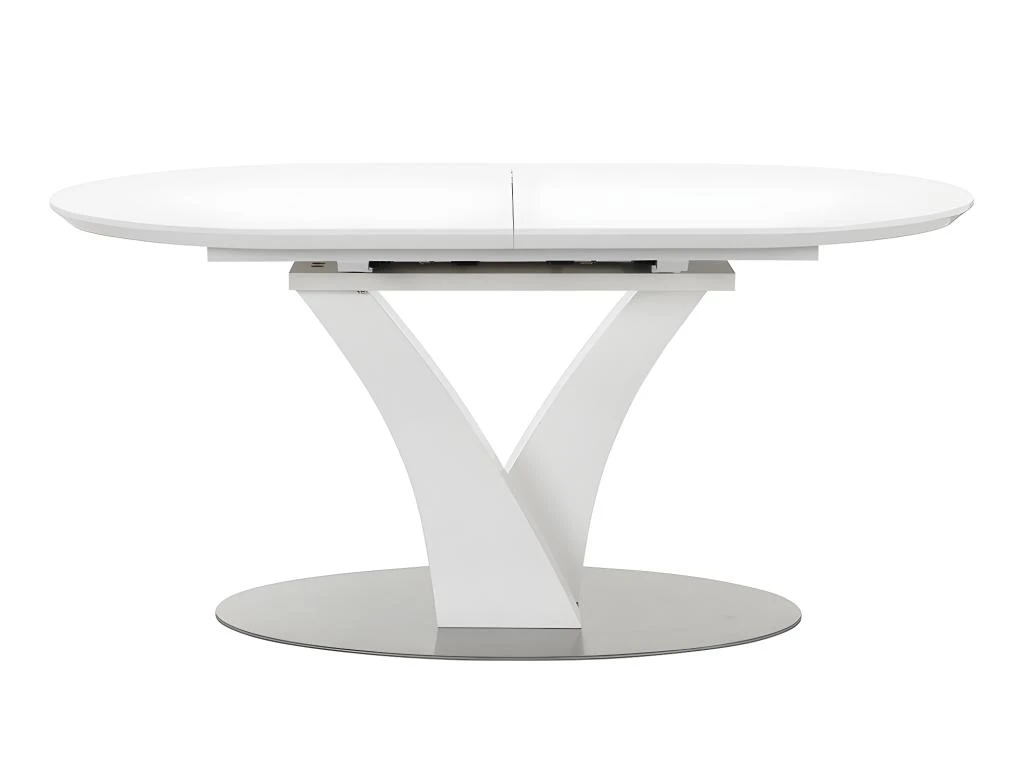 Table à Manger Extensible - 6 à 8 Couverts - MDF Et Métal Inoxydable - Blanc Laqué - TALARA 4 Table à Manger Extensible - 6 à 8 Couverts - MDF Et Métal Inoxydable - Blanc Laqué - TALARA – Image 4