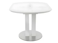 Table à Manger Extensible - 6 à 8 Couverts - MDF Et Métal Inoxydable - Blanc Laqué - TALARA 15 Table à Manger Extensible - 6 à 8 Couverts - MDF Et Métal Inoxydable - Blanc Laqué - TALARA -Mobilier De Restaurant table a manger 496775