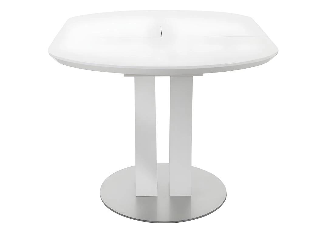 Table à Manger Extensible - 6 à 8 Couverts - MDF Et Métal Inoxydable - Blanc Laqué - TALARA 8 Table à Manger Extensible - 6 à 8 Couverts - MDF Et Métal Inoxydable - Blanc Laqué - TALARA – Image 8