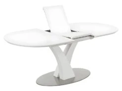 Table à Manger Extensible - 6 à 8 Couverts - MDF Et Métal Inoxydable - Blanc Laqué - TALARA 12 Table à Manger Extensible - 6 à 8 Couverts - MDF Et Métal Inoxydable - Blanc Laqué - TALARA -Mobilier De Restaurant table a manger 496779