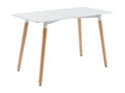 Table à Manger 4 Couverts En MDF Et Hêtre - Blanc - CAROLIANE -Mobilier De Restaurant table a manger 7743897