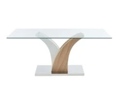 Table à Manger 6 Couverts En Verre Trempé Et MDF - Naturel Et Blanc - BARLATANA 10 Table à Manger 6 Couverts En Verre Trempé Et MDF - Naturel Et Blanc - BARLATANA -Mobilier De Restaurant table a manger 8754795