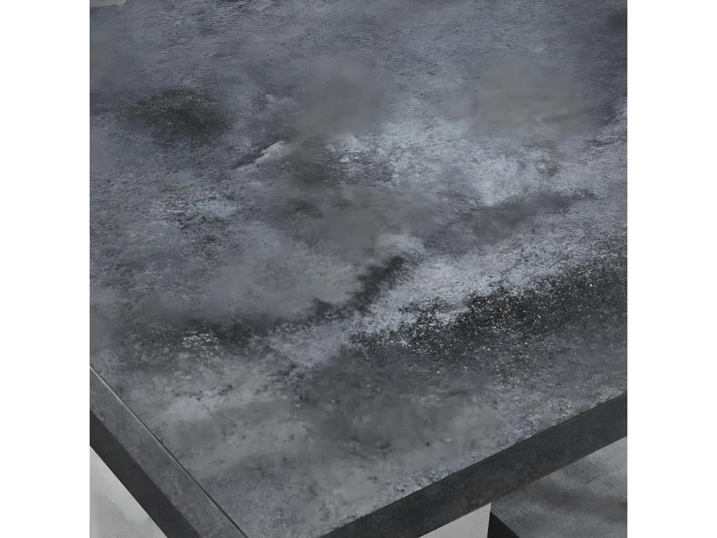 HOFFMAN - Table De Repas Allongeable à Pied Central Gris Aspect Pierre 3 HOFFMAN - Table De Repas Allongeable à Pied Central Gris Aspect Pierre – Image 3