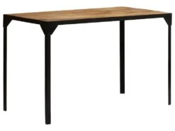 Table De Salon Salle Ă Manger Design Bois De Manguier Brut Et Acier 120 Cm 0902318