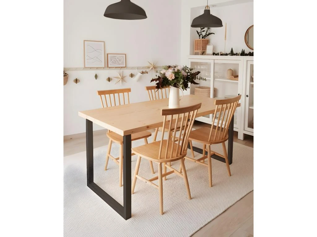 Table à Manger Zocco Naturelle Et Noir 180x80cm 2 Table à Manger Zocco Naturelle Et Noir 180x80cm – Image 2