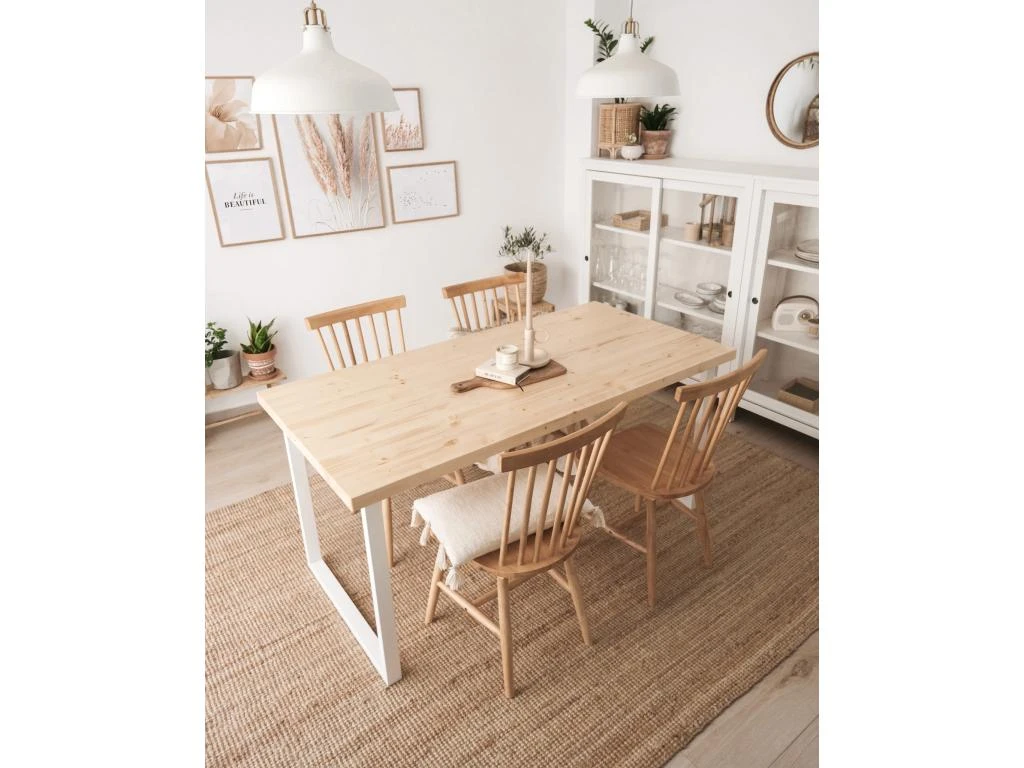 Table à Manger Zocco Naturelle Et Blanche 140x80cm 6 Table à Manger Zocco Naturelle Et Blanche 140x80cm – Image 6